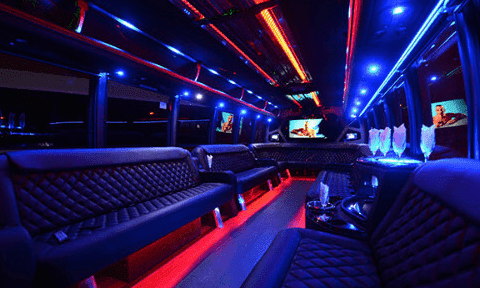 Port Orange 30 Passenger Party Bus Black Interior